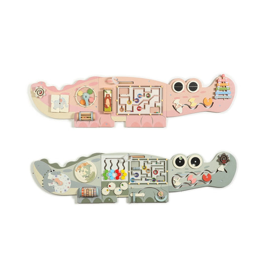 Montessori Vægpanel – Krokodille Busy Board (Salvie grøn)