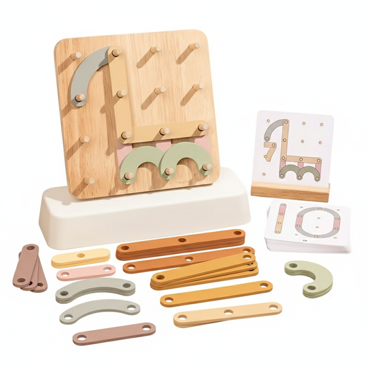 Geometrisk Nail Board i Træ – Kreativ Motorik